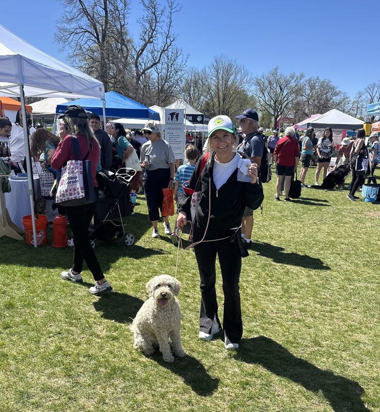 A Bark Baller and her doodle at the Furry Scurry in Denver